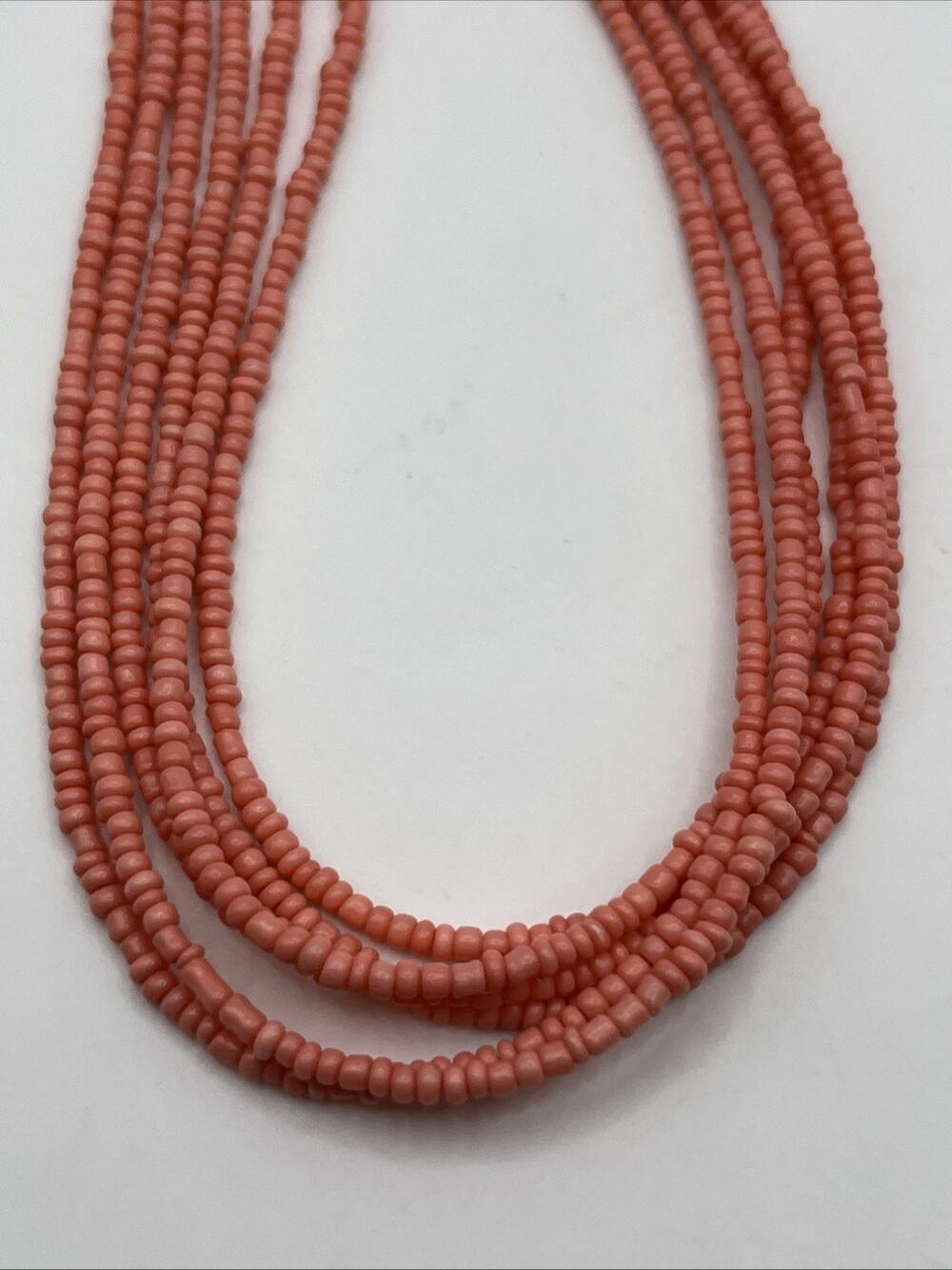 Pink Seed Bead Multi Strand Beaded Necklace Statement Colorful 22"